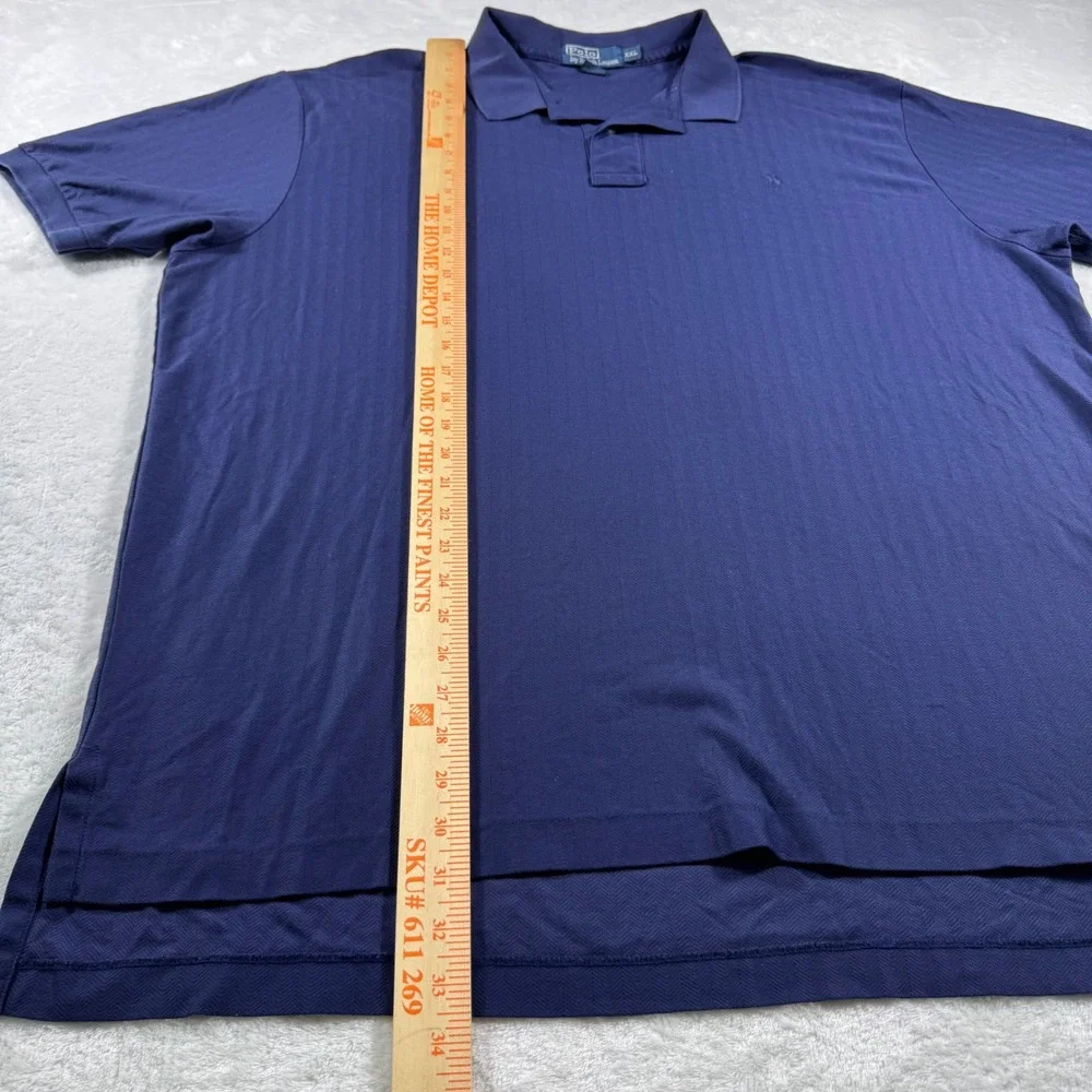 Polo Ralph Lauren Men's XXL Navy Blue Pima Cotton Herringbone Short Sleeve Polo